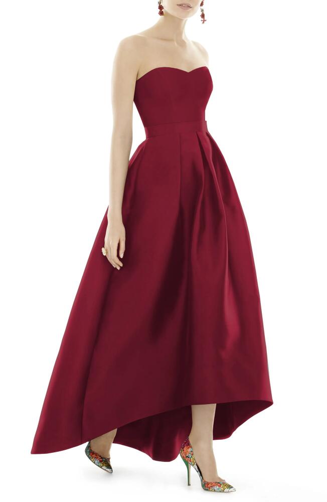 Alfred Sung Strapless High/Low Ballgown in Burgundy Cover