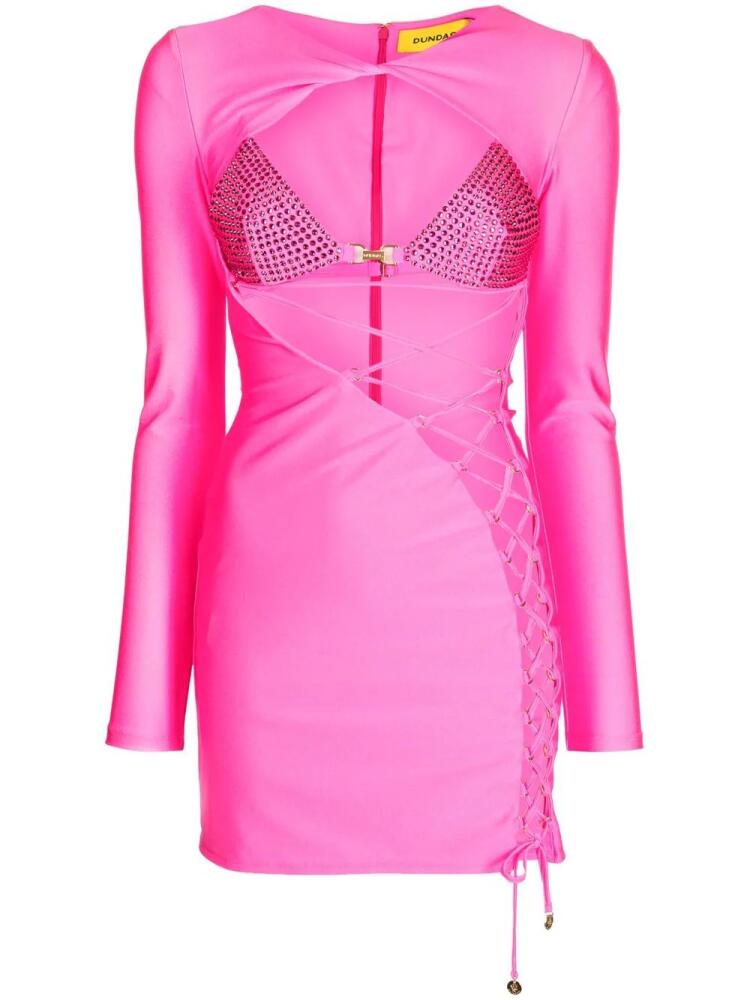 Dundas lace-up mini dress - Pink Cover