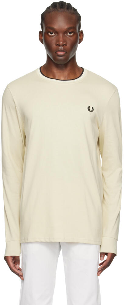 Fred Perry Beige Twin Tipped Long Sleeve T-Shirt Cover