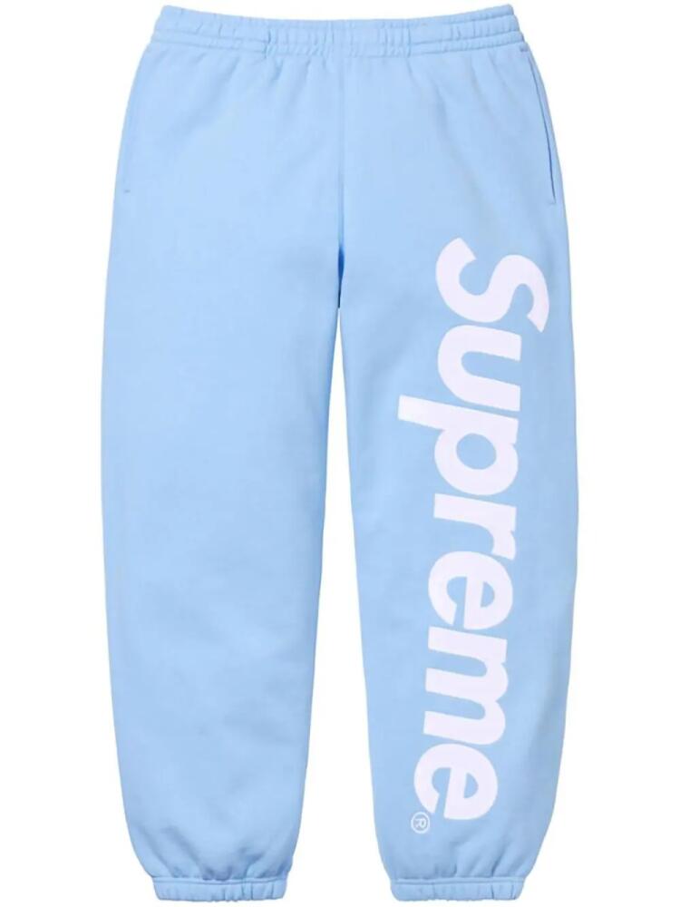 Supreme satin-appliqué cotton track pants - Blue Cover