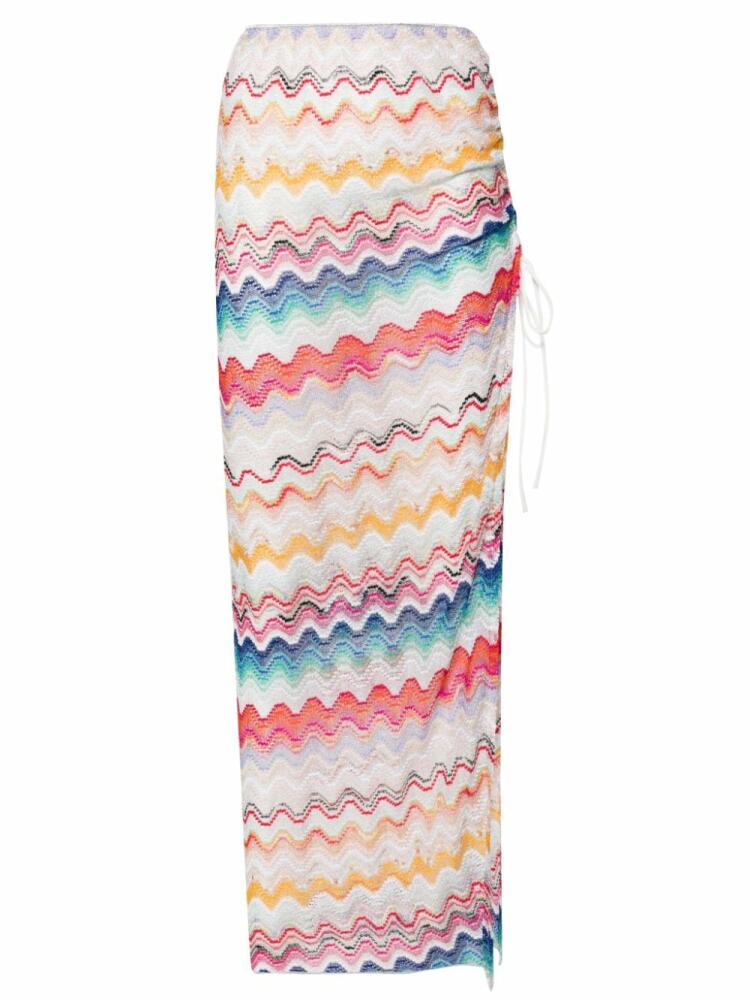 Missoni zigzag-woven draped skirt - White Cover