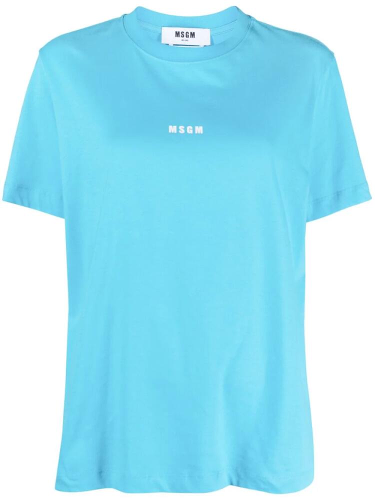 MSGM logo-print cotton T-shirt - Blue Cover