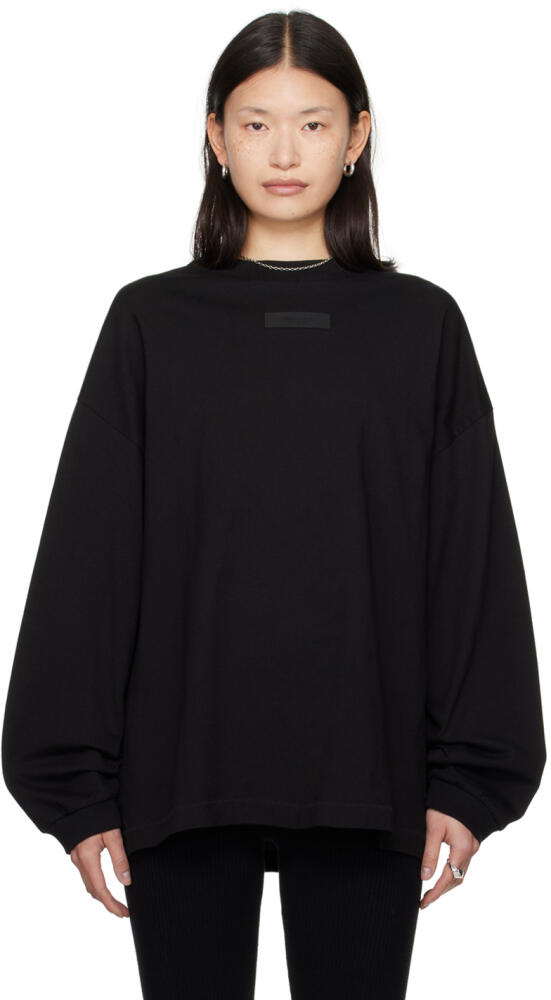 Fear of God ESSENTIALS Black Crewneck Long Sleeve T-Shirt Cover