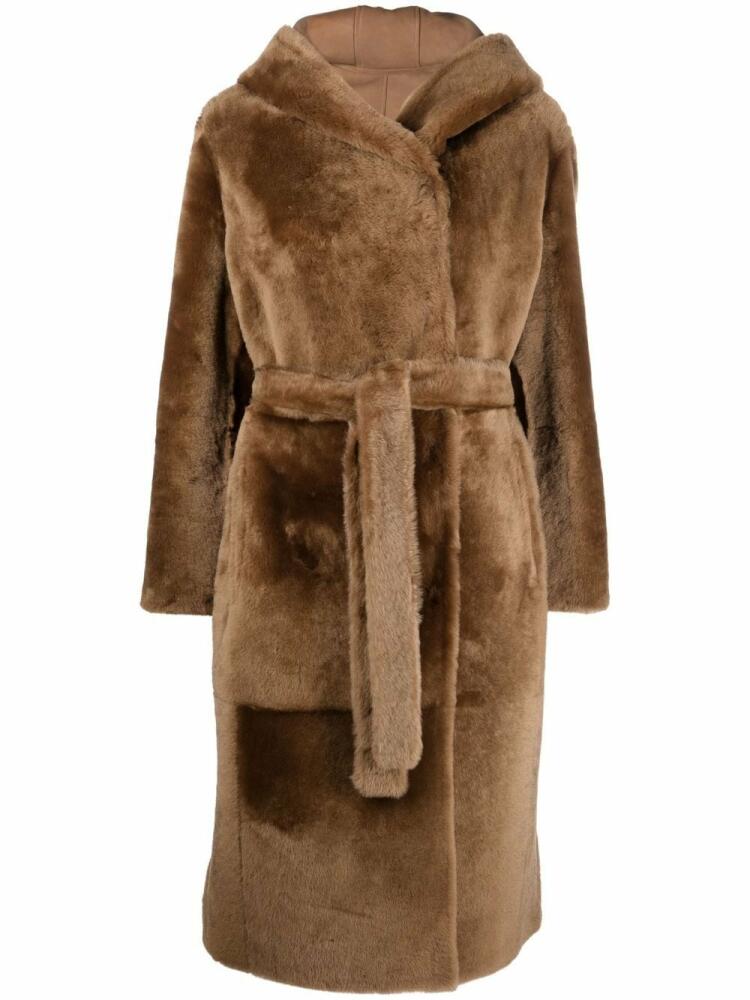 Yves Salomon tied-waist fur coat - Brown Cover