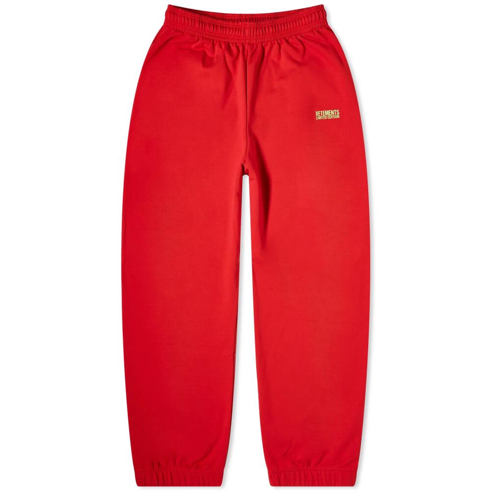 Vetements Women's Embroidered Logo Sweatpants in Red Cover