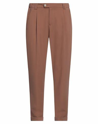 Alessandro Dell'acqua Man Pants Brown Polyester, Viscose, Elastane Cover