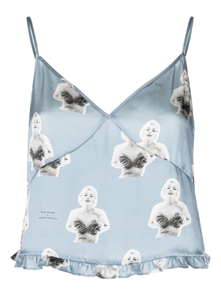 Fleur Du Mal x Marilyn Monroe silk cami top - Blue Cover