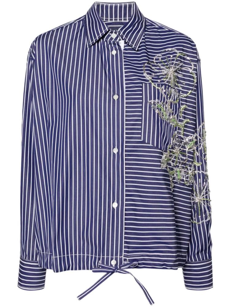 DES PHEMMES Hibiscus striped cotton shirt - Blue Cover