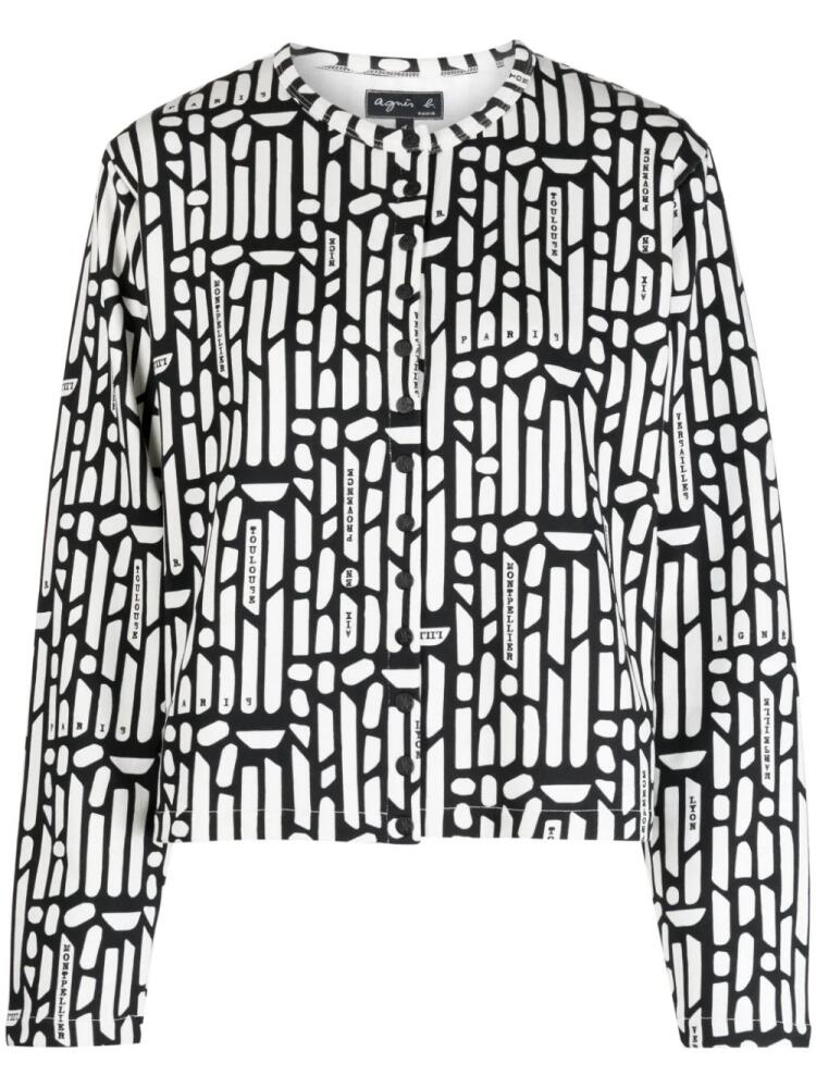 agnès b. Digital-print cotton cardigan - Black Cover