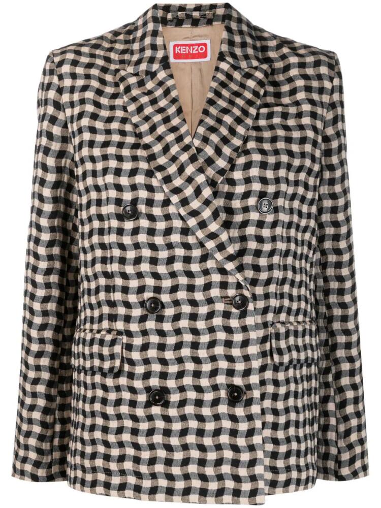 Kenzo Wavy Check double-breasted blazer - Neutrals Cover