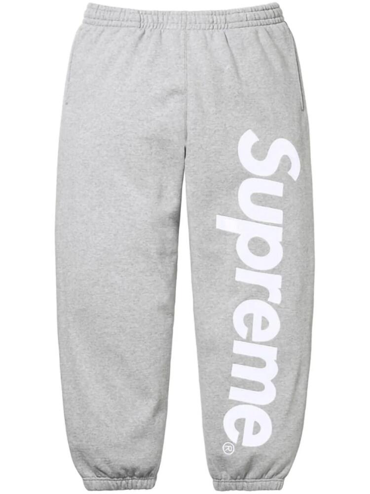 Supreme satin-appliqué cotton track pants - Grey Cover