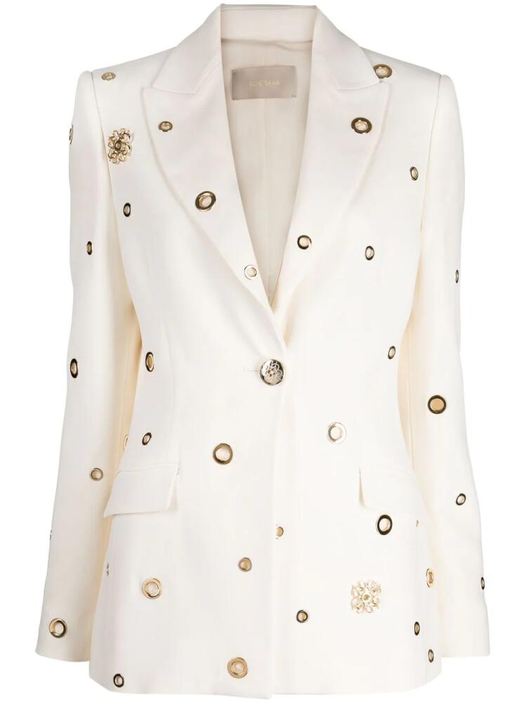 Elie Saab eyelet-detail single-breast blazer - White Cover