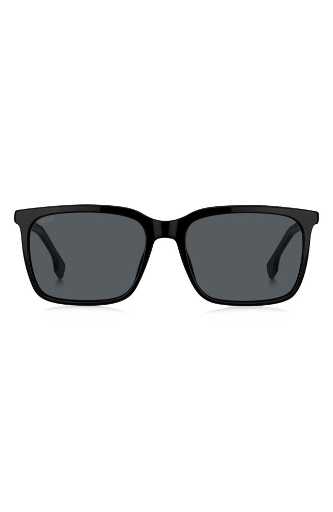 BOSS 57mm Rectangular Sunglasses in Black/Grey Cover