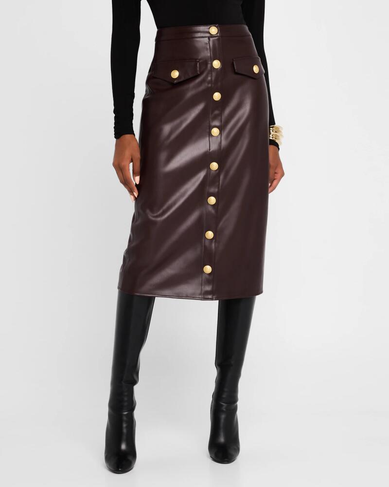 L'Agence Milann Vegan Leather Midi Skirt Cover