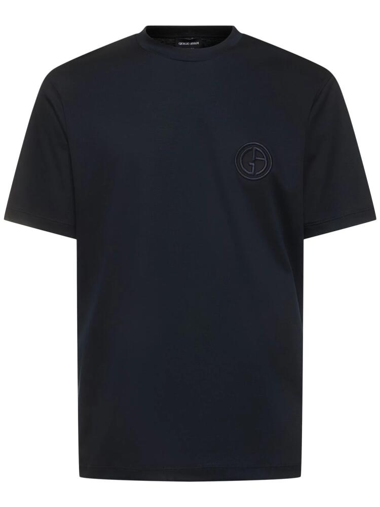 GIORGIO ARMANI Logo Embroidery Cotton T-shirt Cover