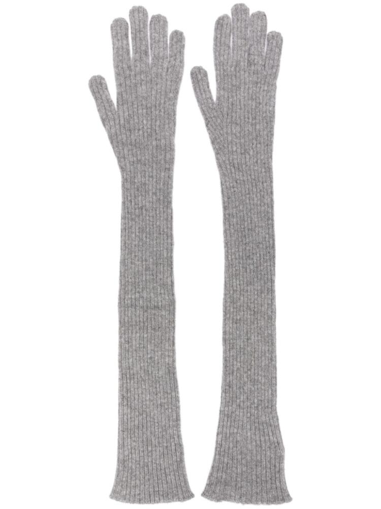 Fabiana Filippi elbow-length ribbed cashmere gloves - Grey Cover