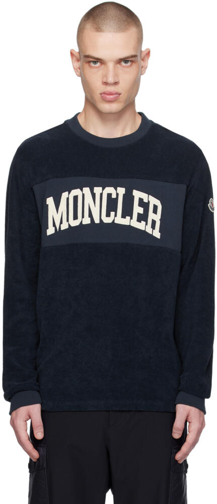 Moncler Navy Embroidered Sweatshirt Cover