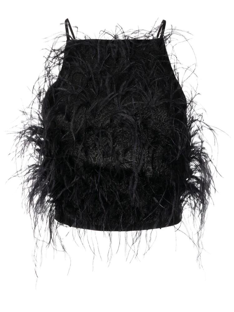 Cult Gaia Joey ostrich feather blouse - Black Cover