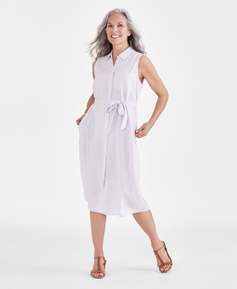 Style & Co Women's Sleeveless Shirtdress, Created for Macy's - Lavender Fog Cover