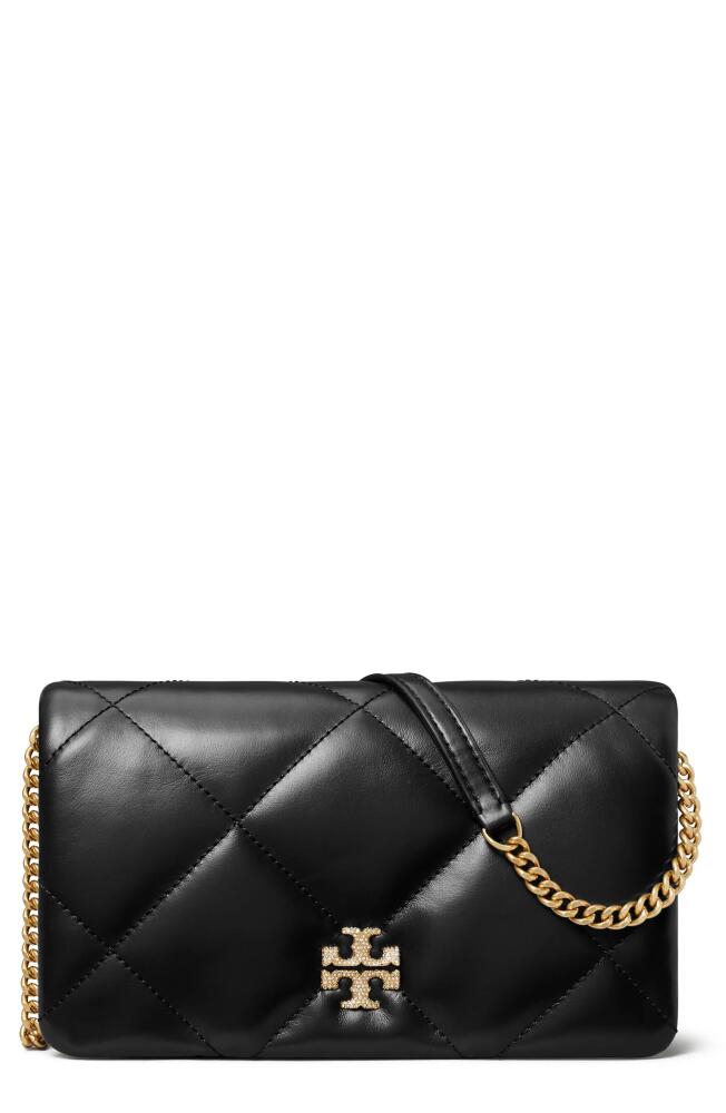 Tory Burch Kira Quilted Leather Wallet on a Chain in Black Cover