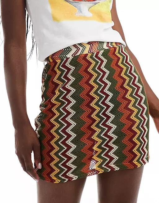 Extro & Vert crochet mini skirt in multi chevron Cover