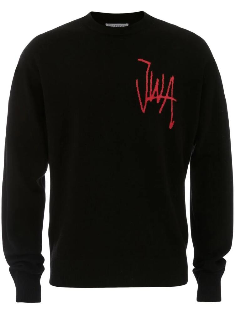 JW Anderson logo-intarsia merino-wool jumper - Black Cover