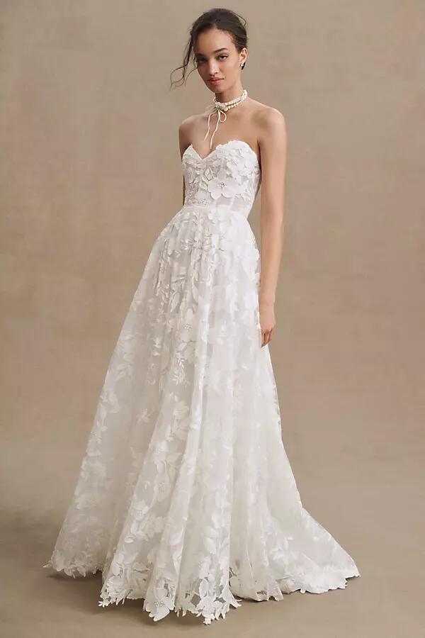 Jenny Yoo Madeline Corset A-Line Strapless Lace Wedding Gown Cover