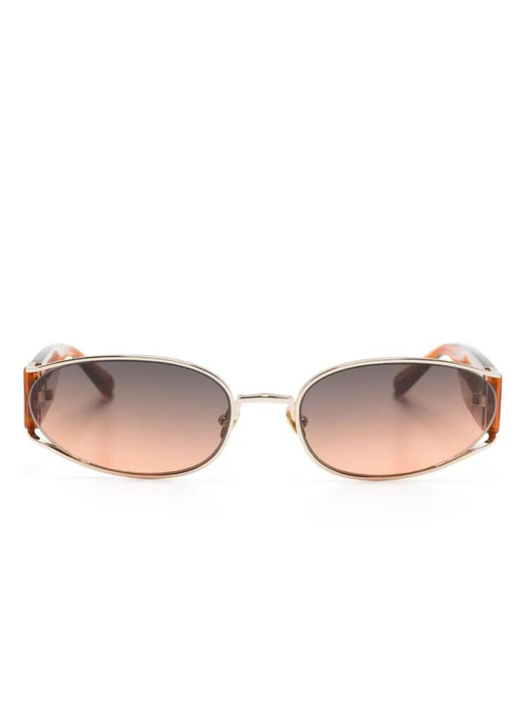 Linda Farrow Shelby oval-frame sunglasses - Gold Cover