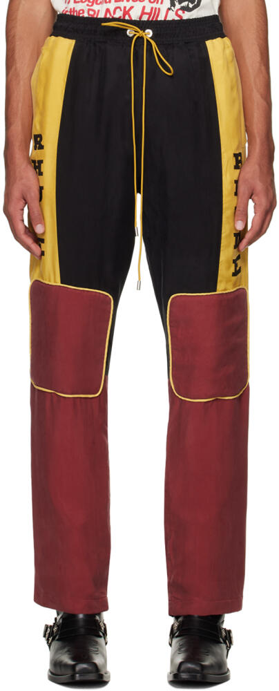 Rhude Yellow & Burgundy Paneled Trousers Cover