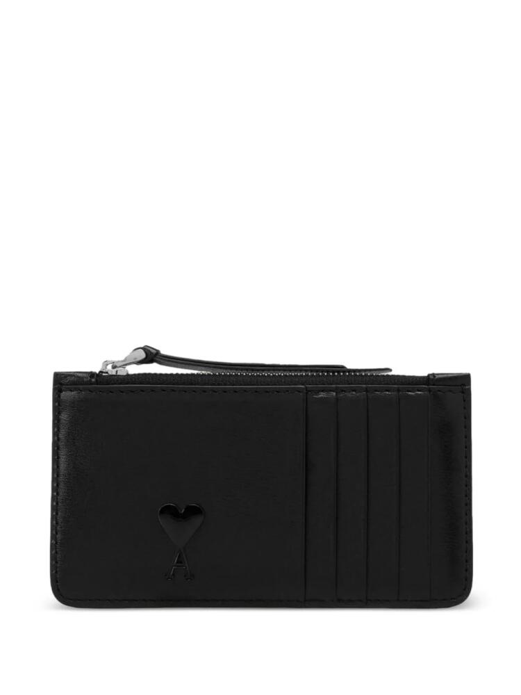 AMI Paris Ami De Coeur leather card holder - Black Cover