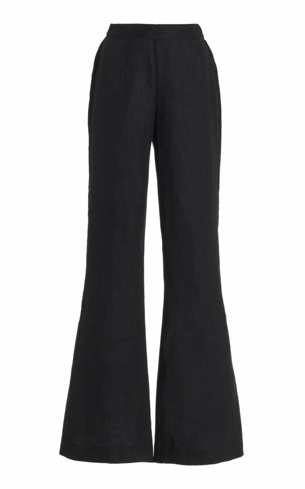 Posse - Tia High-Waisted Linen Flared-Leg Pants - Black Cover