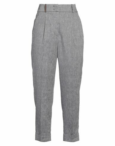 Peserico Woman Pants Grey Virgin Wool, Linen Cover