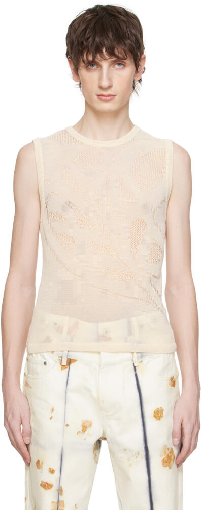 Feng Chen Wang Off-White Open Knit Tank Top Cover