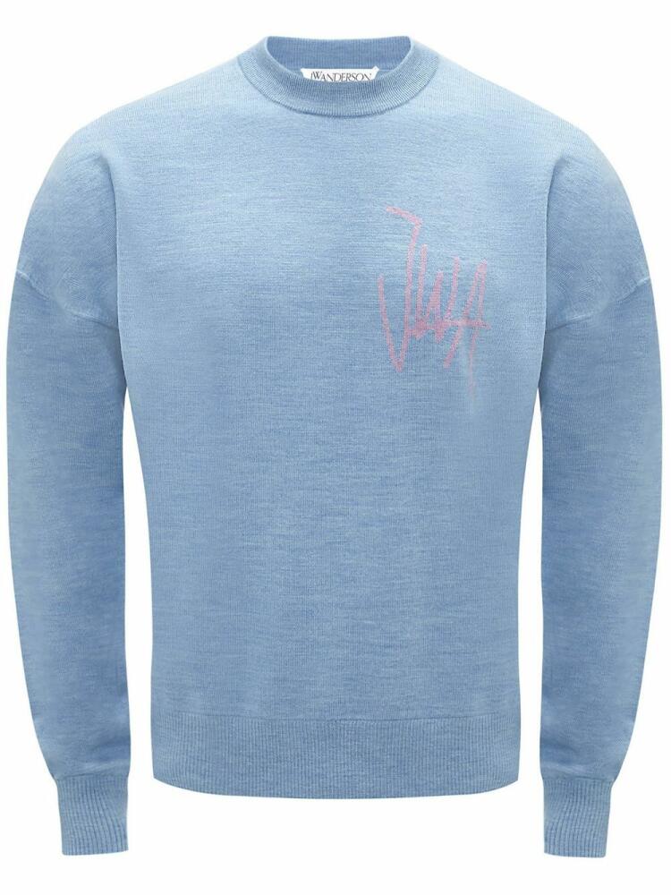 JW Anderson logo-print crew neck sweatshirt - Blue Cover