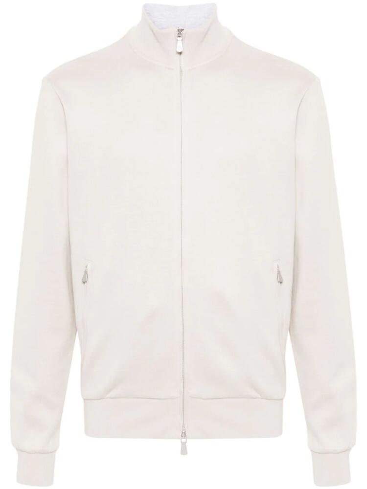 Eleventy zip-fastening cotton-blend jacket - Neutrals Cover