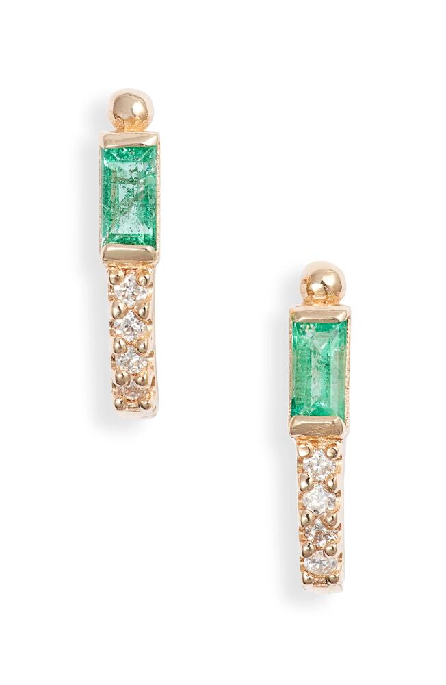 Anzie Cleo Diamond & Emerald Half Hoop Earrings in Green Cover