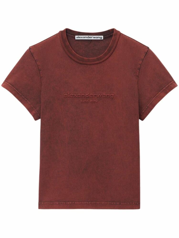 Alexander Wang logo-appliqué shrunken T-shirt - Red Cover