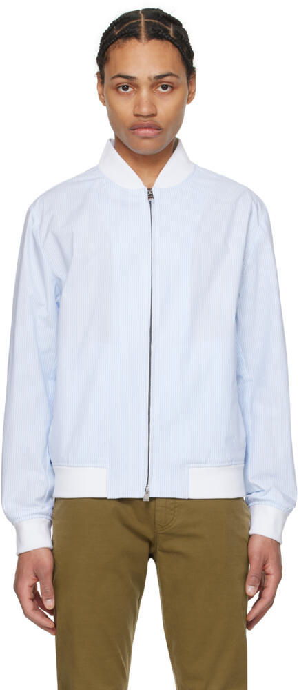 BOSS White & Blue Slim-Fit Bomber Jacket Cover