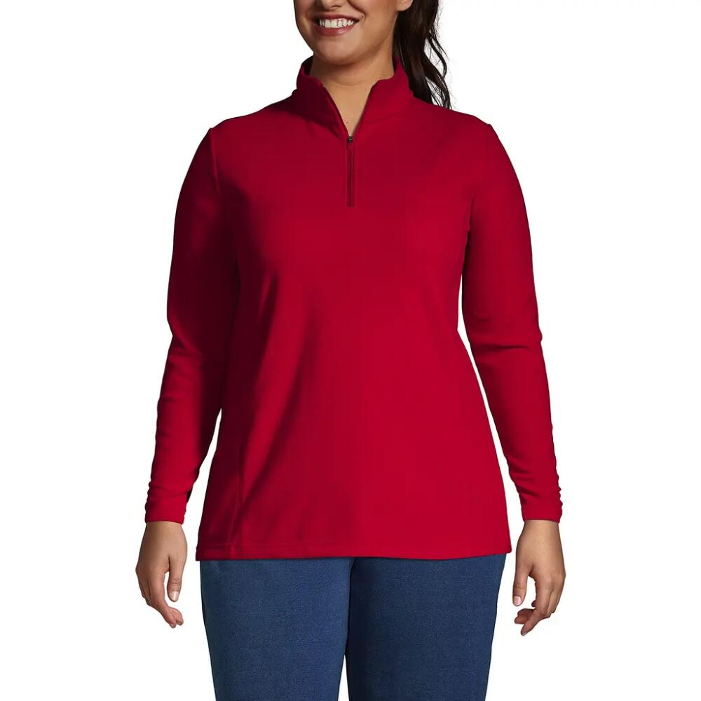 Lands' End Plus Size Anyweather Fleece Quarter Zip Pullover in Rich Red Cover