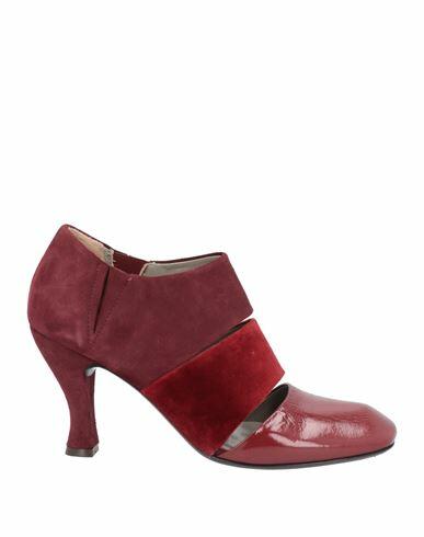 Malloni Woman Ankle boots Burgundy Textile fibers, Soft Leather Cover