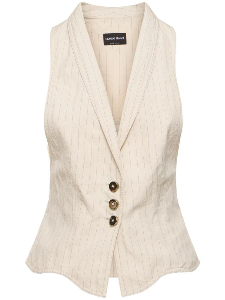 GIORGIO ARMANI Cotton Blend Sleeveless Vest W/ Cutouts Cover