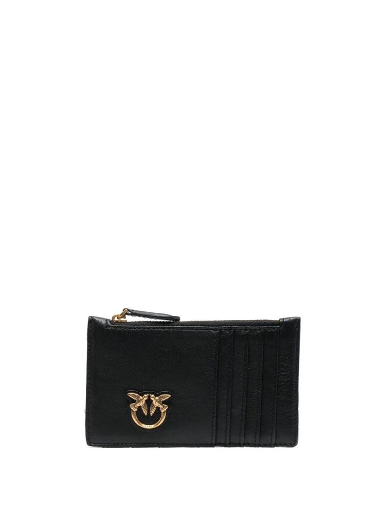 PINKO logo-detail leather cardholder - Black Cover