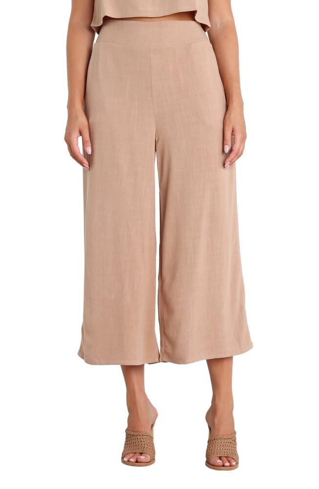 Petal & Pup Nicola Crop Wide Leg Linen Blend Pants in Brown Cover