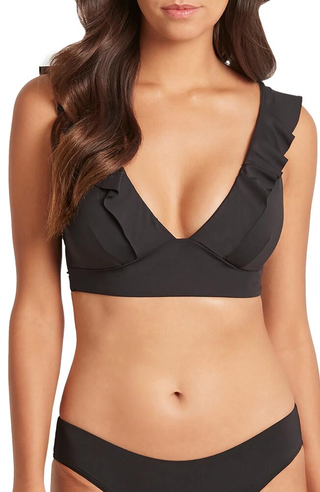 Sea Level Frill Bikini Top in Black Cover