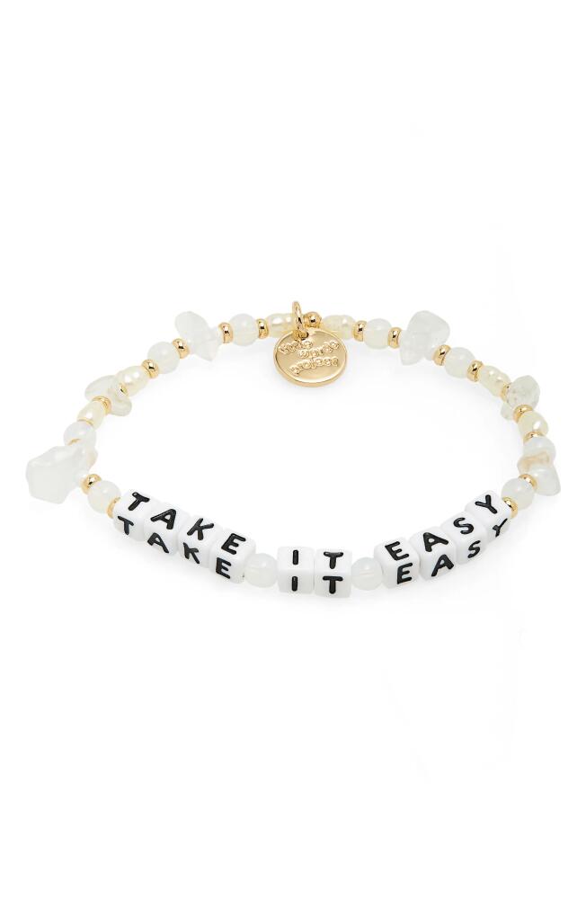 Little Words Project Take It Easy Beaded Stretch Bracelet in White Crystal Cover