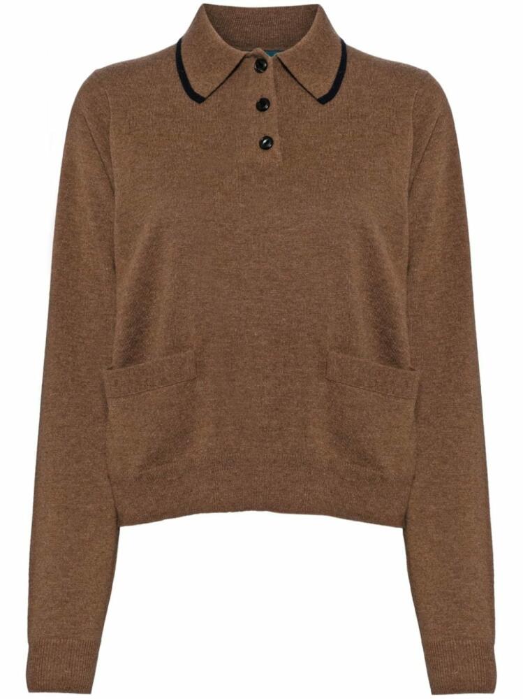 Kolor long-sleeved wool polo top - Brown Cover