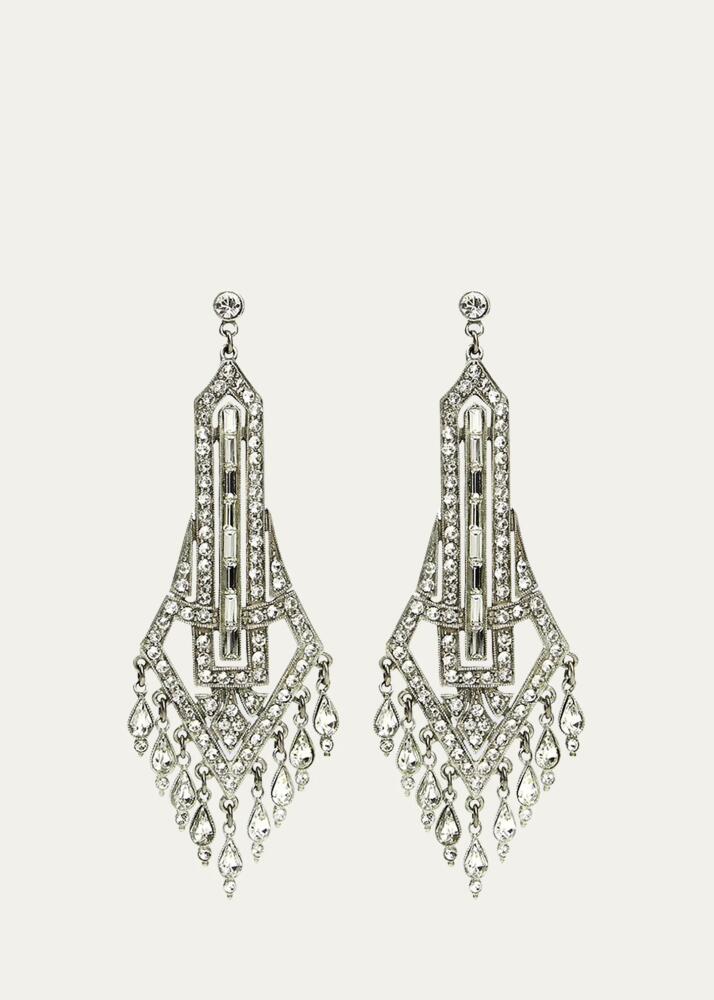 Ben-Amun Silver Deco Chandelier Crystal Drop Earrings Cover