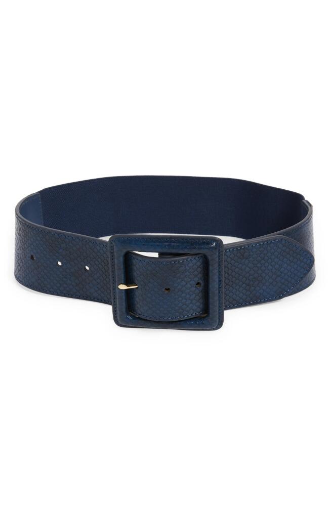 Nordstrom Quinn Lizard Embossed Square Buckle Belt in Navy Cover