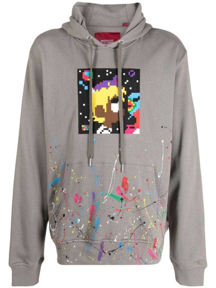 Mostly Heard Rarely Seen 8-Bit Head In The Stars hoodie - Grey Cover