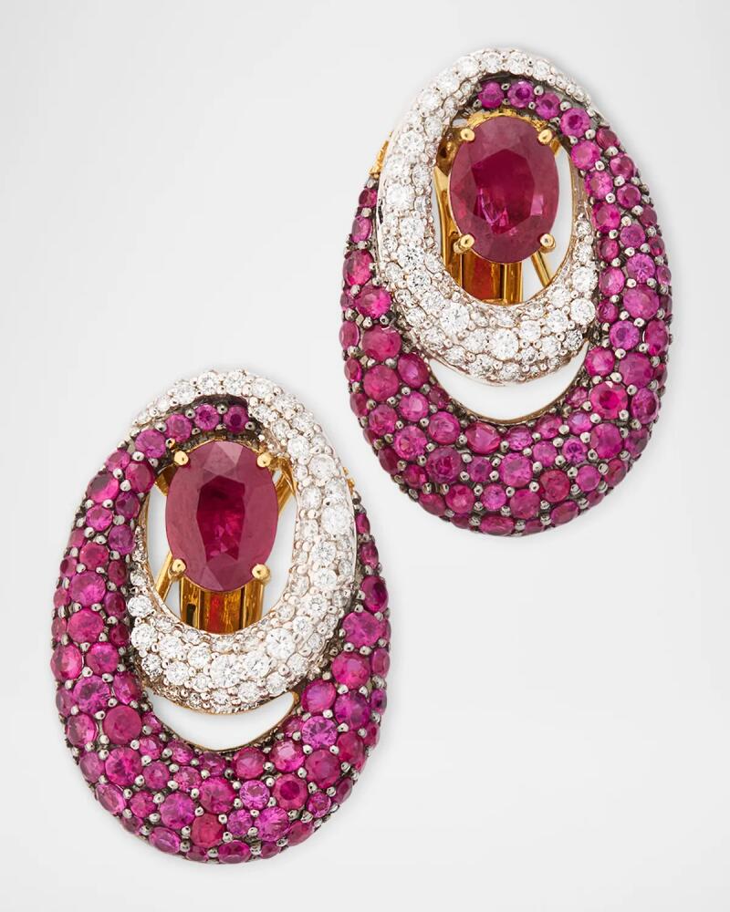 Piranesi 18K Gold Statement Earrings with Ruby and Diamonds Cover